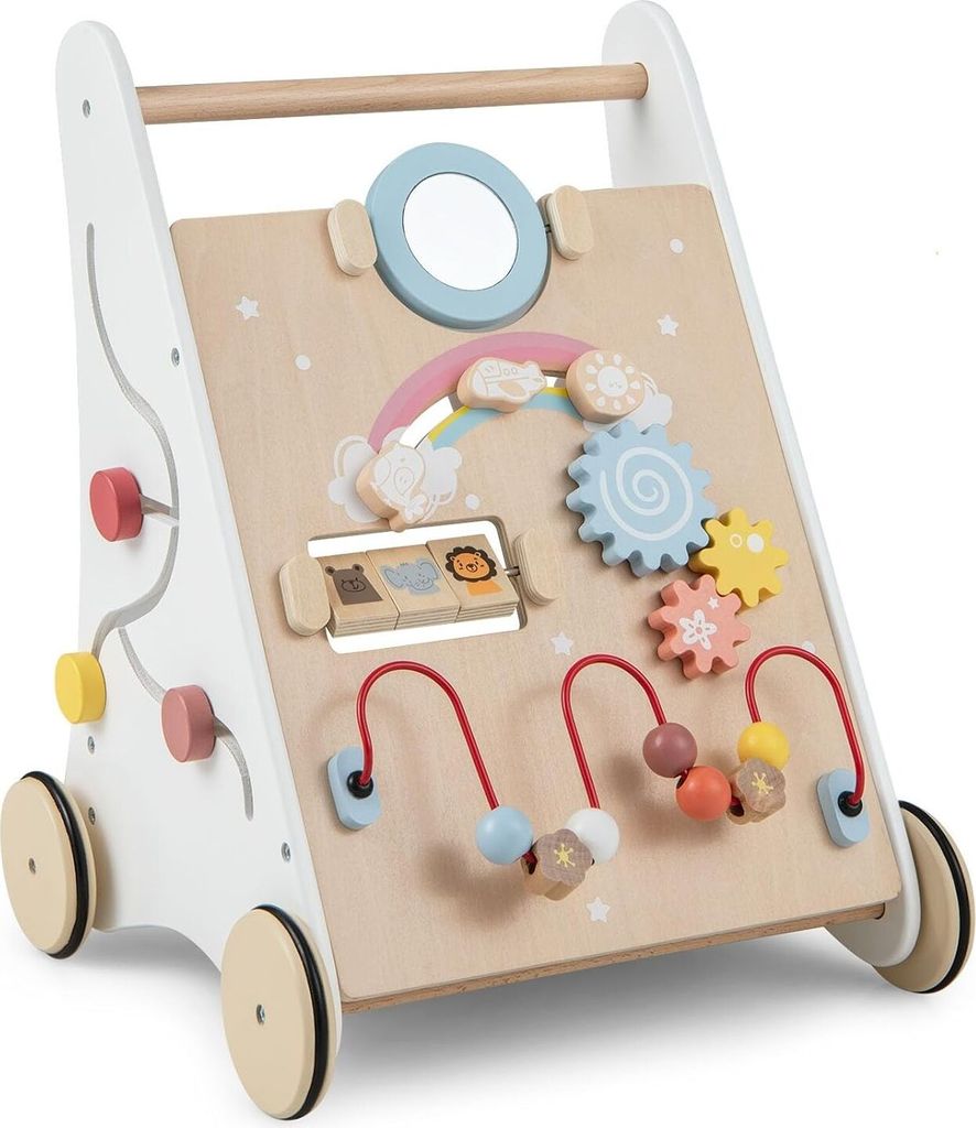 Holz Lauflernwagen Für Kinder Ab 18 Monate - Multifunktionaler Baby Walker Mit Spielaktivitäten