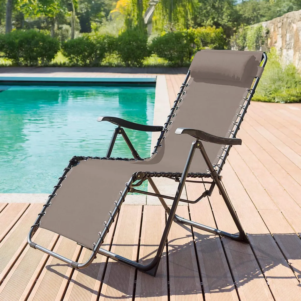 Transat multiposition Zero Gravity en acier et polyester beige 113cm - 2