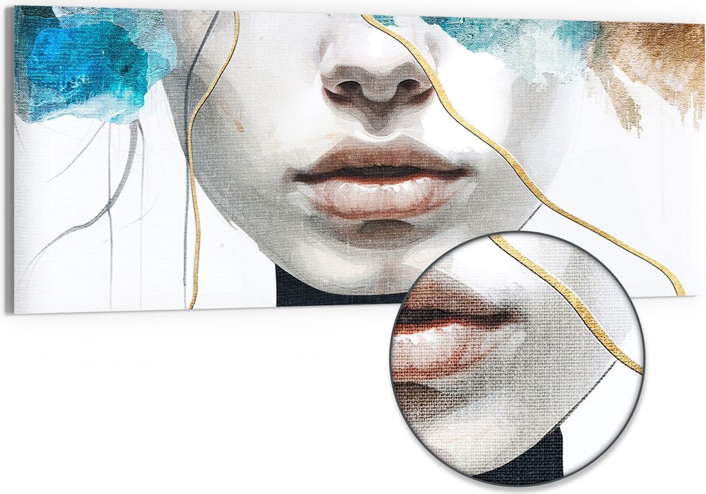 DEQORI Hybrid Leinwand Bild 150x60 cm 'Gefühlswirbel' Wandbild Glas flach modern