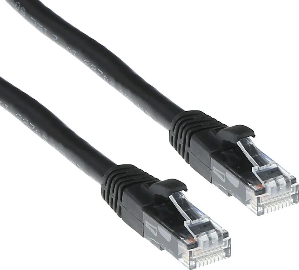 Cavo Patch RJ45 CAT6 ACT 15m - Nero, U/UTP Snagless per Rack e Uffici