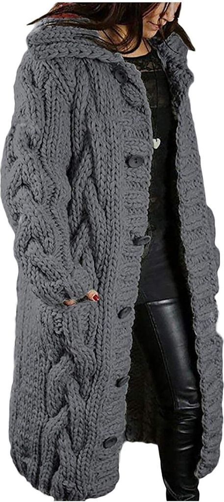ASKSA Damen Strickjacke Grobstrick Casual Sweater Cardigan Produktbild 1