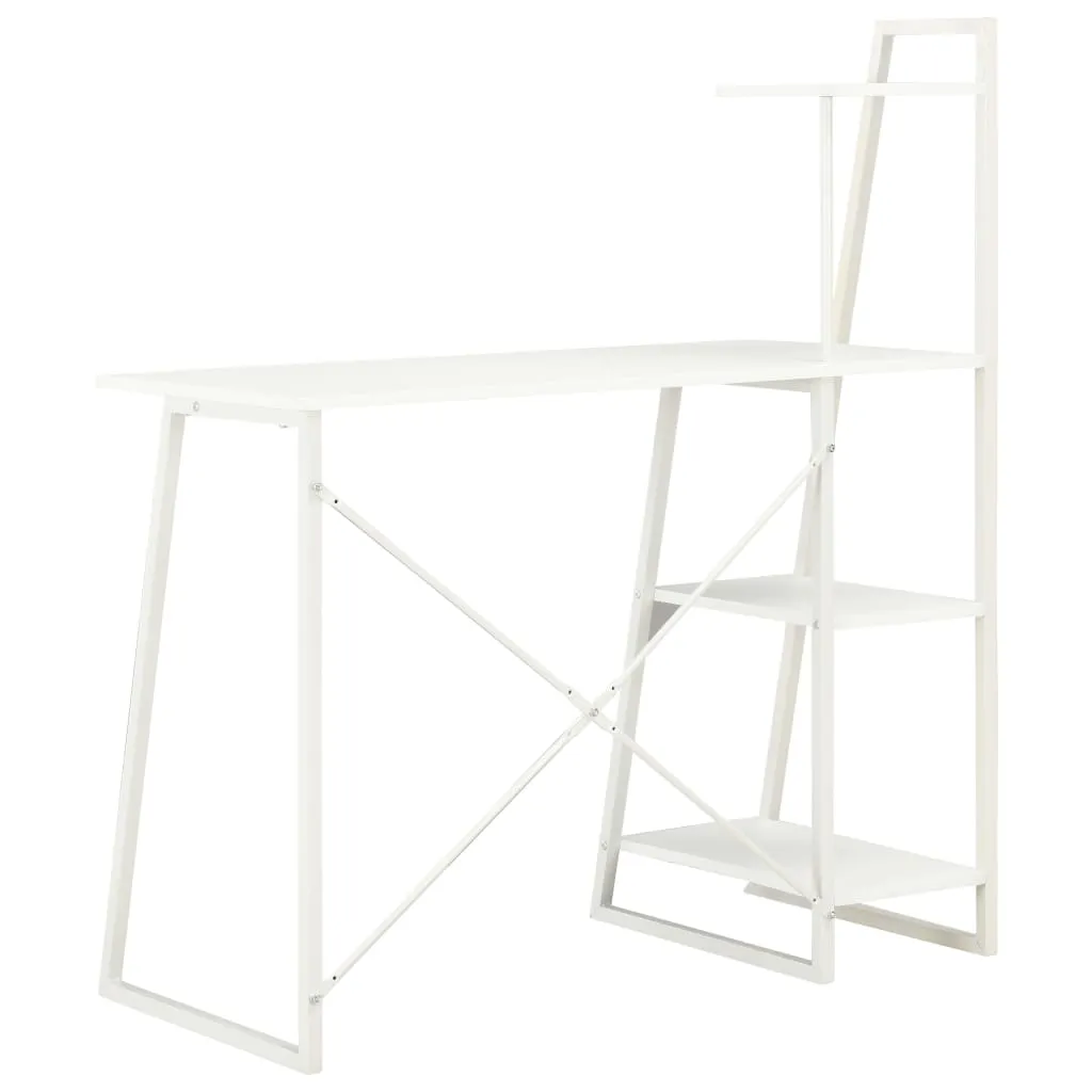 Bureau d'ordinateur blanc avec bibliothèque intégrée 102 cm - vidaXL
