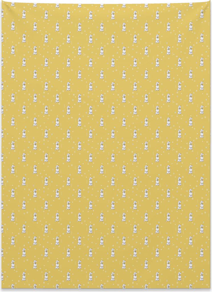 Abakuhaus Hunde Wandteppich, Minimalist Poodles Geometric aus Weiches Mikrofaser Stoff Kein Verblassen Klare Farben Waschbar, 110 x 150 cm, Senf-Ge...