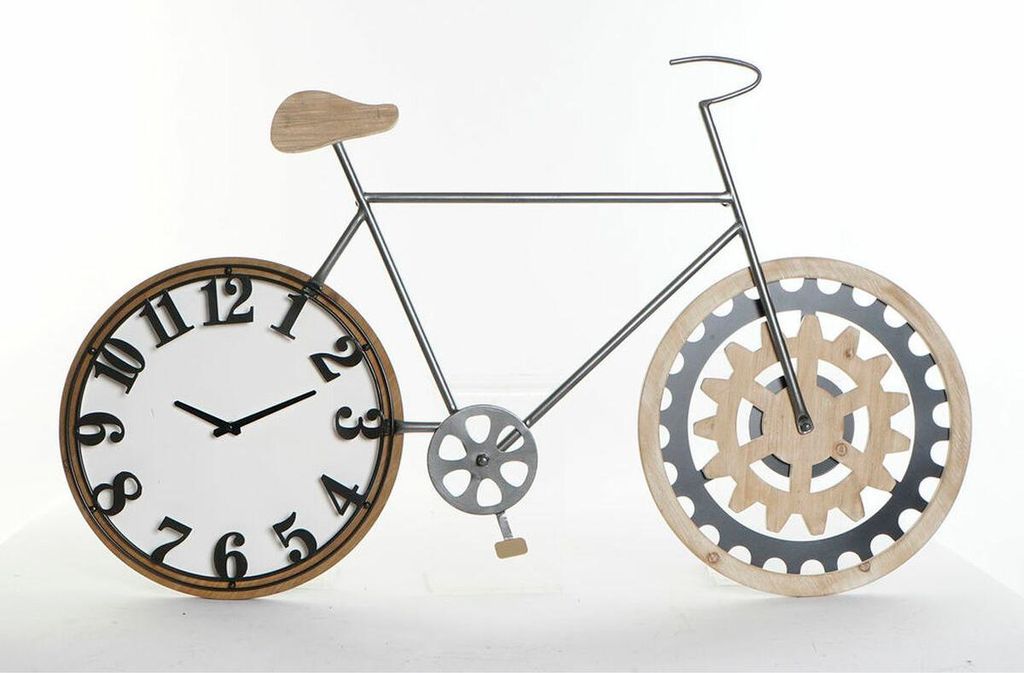 Wanduhr DKD Home Decor 108 x 6,4 x 63,5 cm natürlich Schwarz Fahrrad Metall Holz MDF