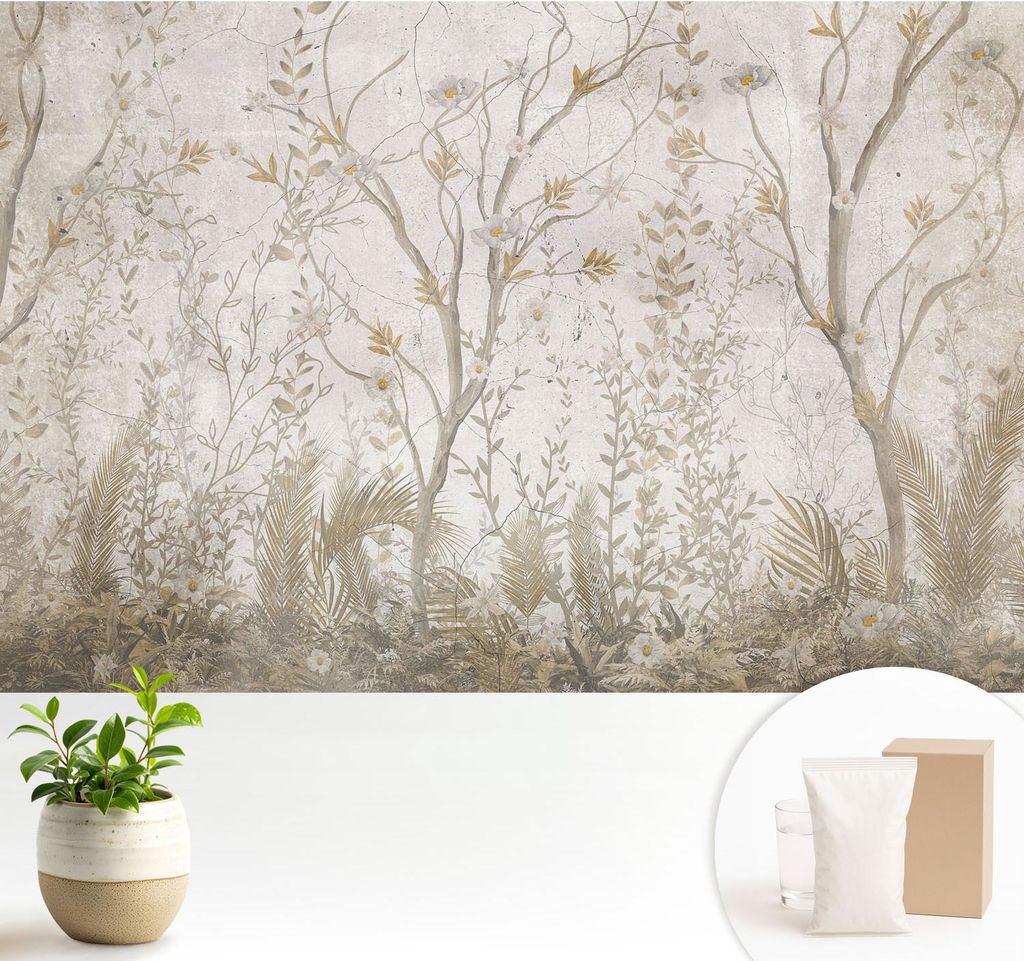 Fototapete - 104x70 cm - Tapete - Wandtapete - Wandbilder - Dekofolie - Tapete Folie - Wand - Dekoration - Wohnzimmer - Eine Waldecke