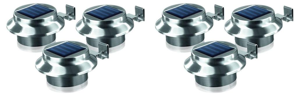 Lampes de gouttière LED, lot de 6, en acier inoxydable Image du produit 