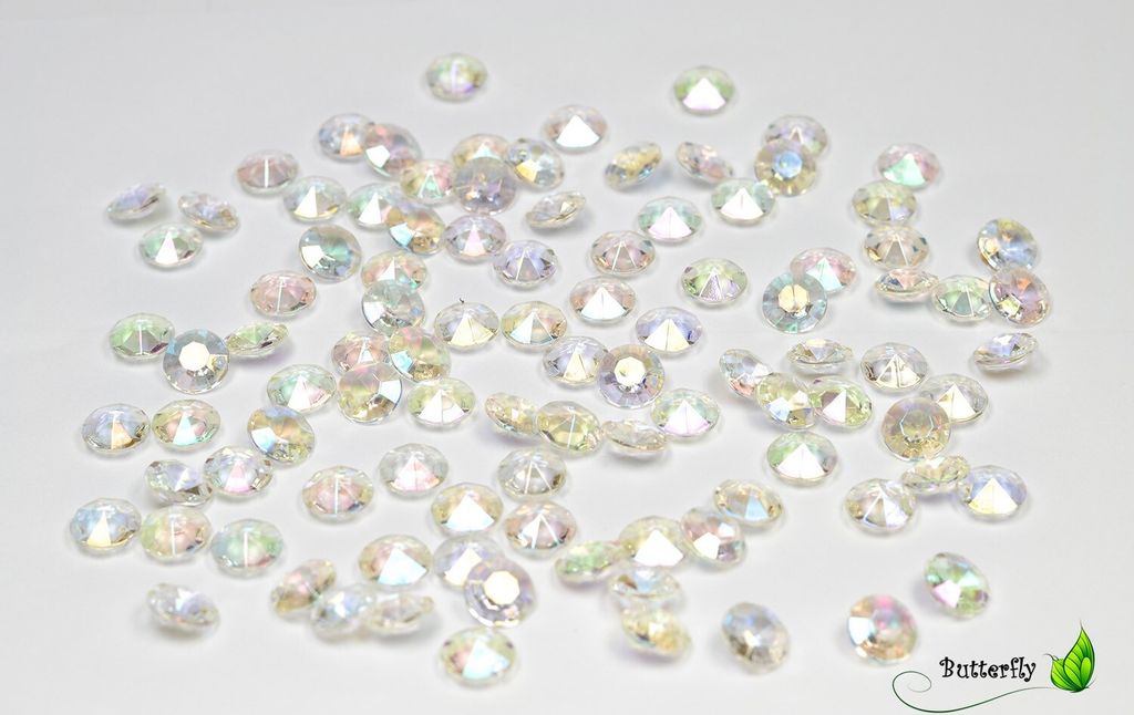 100 Dekosteine Diamanten 12mm, Farbe:Klar / Iris Produktbild 