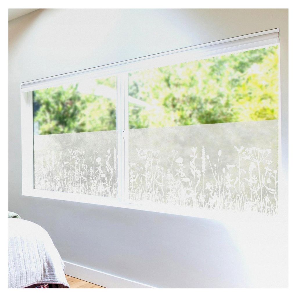 43x200 cm matte Fensterfolie, abnehmbare blickdichte Folie, statische Folie mit Gras-Muster für Glasfenster, geeignet zur Dekoration von Schlafzim...