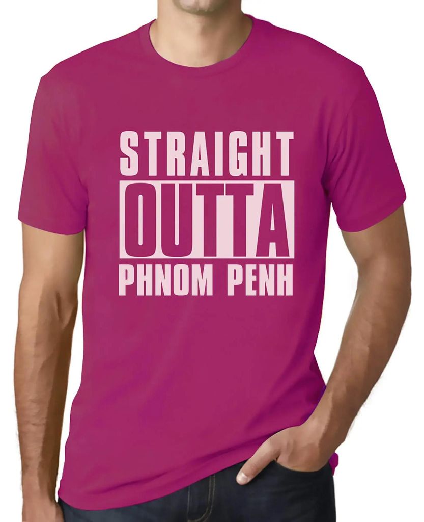 Herren Grafik T-Shirt Direkt aus Phnom Penh – Straight Outta Phnom Penh – Öko-Verantwortlich Vintage Jahrgang Kurzarm Lustige Druck Geburtstag