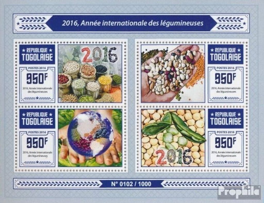 Briefmarken Togo 2016 Mi 7348-7351 Kleinbogen (kompl. Ausgabe) postfrisch Hülsenfrüchte