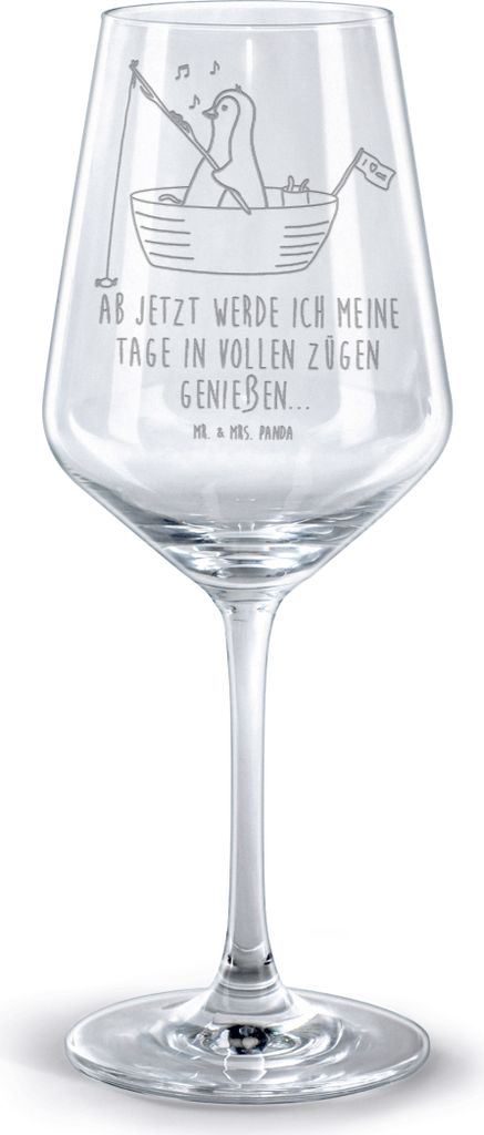 Mr. & Mrs. Panda wein glas Pinguin Angelboot - Transparent - Geschenk, Neustart, Boot, Kelch, Rotwein, Rotweinglas mit Gravur, Weinglas, graviert, ...