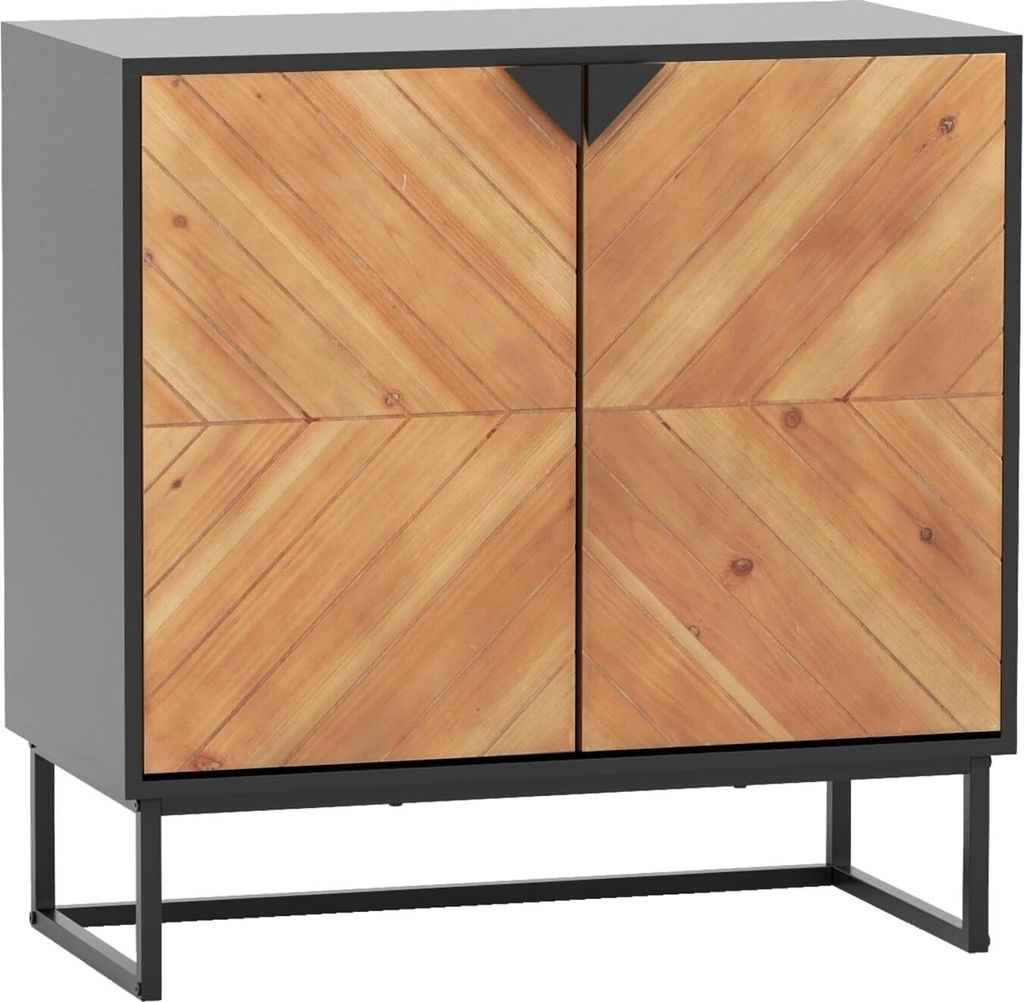 KOMFOTTEU 2-türiger Buffetschrank, Anrichteschrank Holz mit Metallbeinen & Kippschutz, freistehender Sideboard Küchenschrank für Esszimmer Wohnz...
