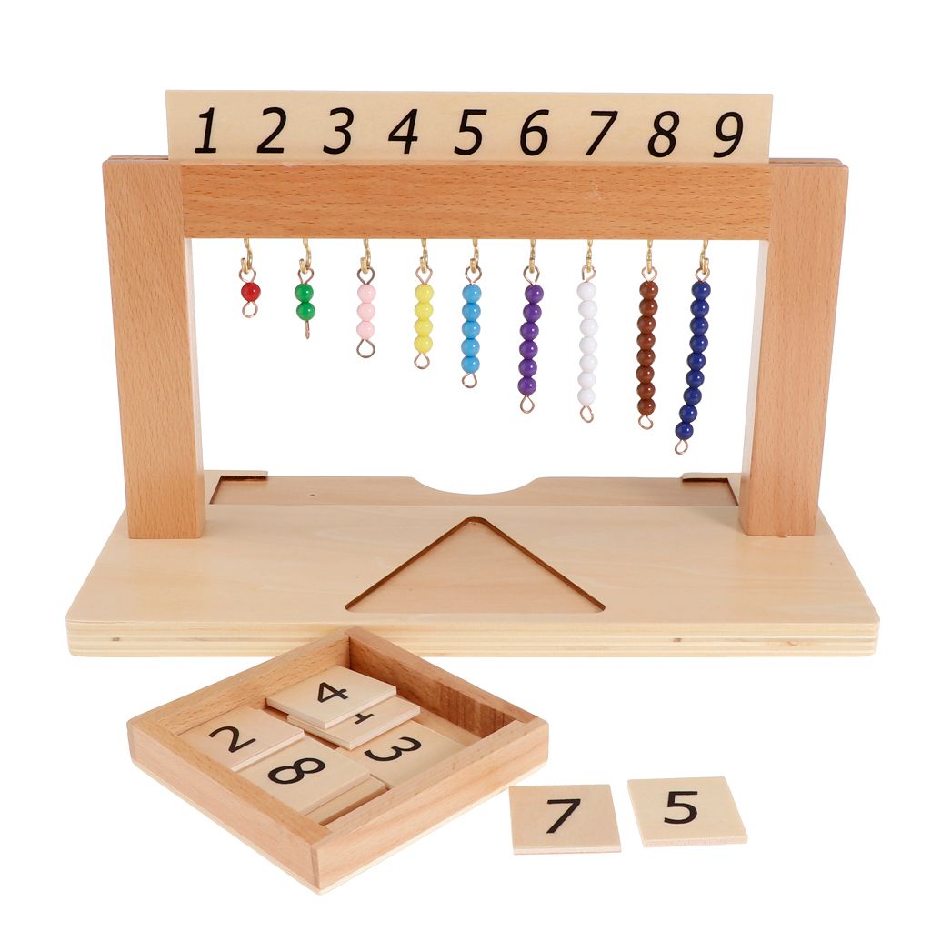 Montessori Mathematik Material:1-9 Zahlen Perlen mit Karten Set 