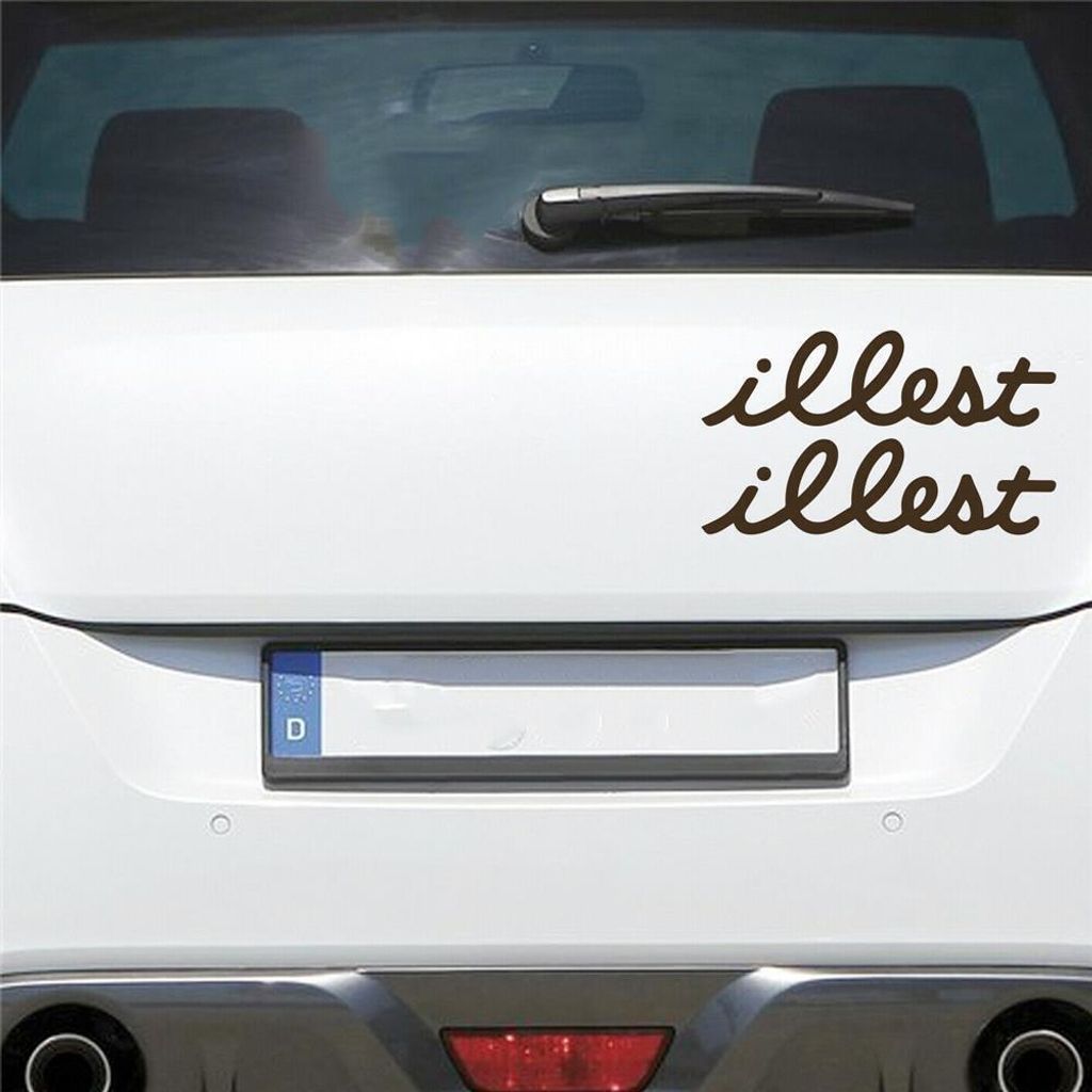 Auto Aufkleber 2er SET illest Krank 13x3 cm Braun Sticker Heckscheibenaufkleber