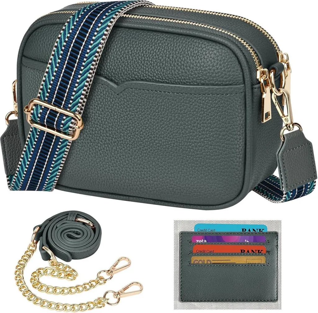 Sac crossbody TEUEN vert anti-encombrement en cuir vegan