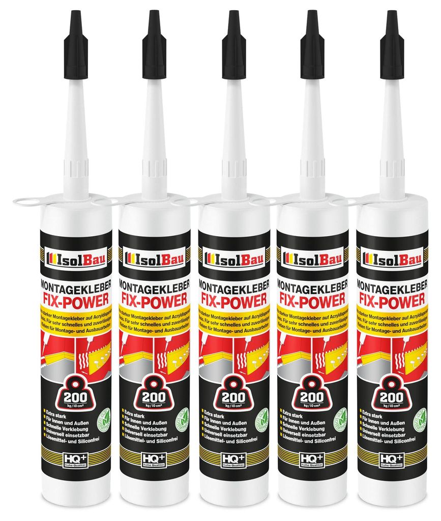 Isolbau Montagekleber Fix-Power 5 x 480 g Weiß Baukleber Produktbild 