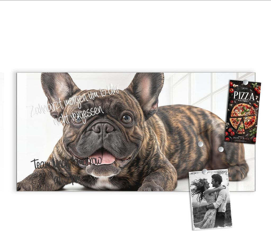 Magnettafel 100x50cm Pinnwand Whiteboard beschreibbar - Französische Bulldogge