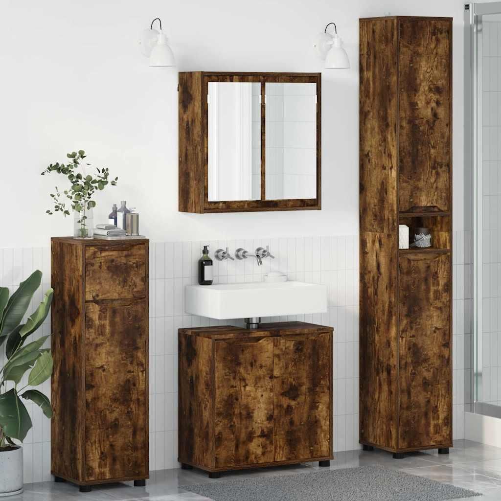 Maison Exclusive - Badezimmermöbel-Set 4 pcs Geräucherte Eiche Holzwerkstoff