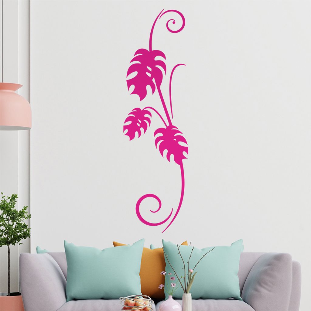Pflanze - Blätter - Fensterblatt Wandtattoo in 6 Größen - Wandaufkleber Wall Sticker - Dekoration, Küche, Wohnzimmer, Schlafzimmer, Badezimmer