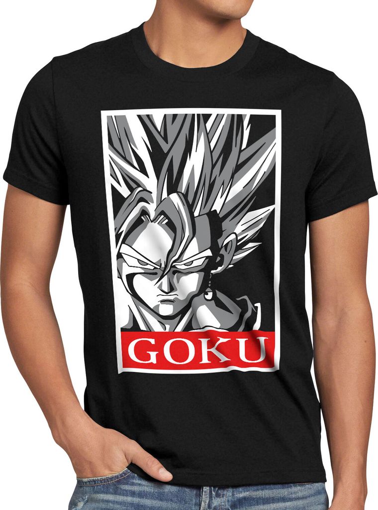 BaumwolleCloud Goku Warrior Herren T-Shirt anime shenlong dragon