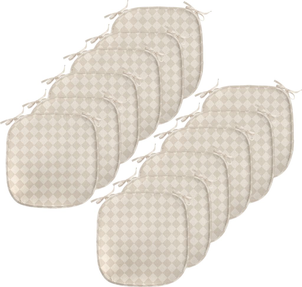 ABAKUHAUS Shabby Flora Polster für Esszimmerstühle, Retro Shabby Karo, Dekoratives wasserfestes Kissen mit Riemen für Küchensitze, 40 cm x 40 c...
