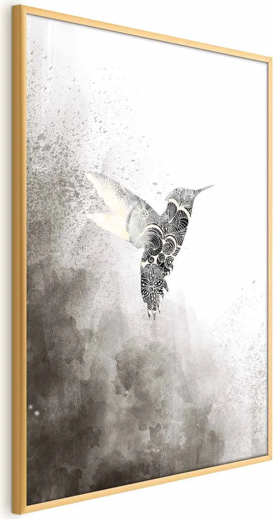 Poster Colibrì Oro 40x60 | Arte Etnica per Pareti Che Raccontano Storie