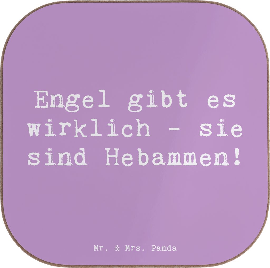 Mr. & Mrs. Panda Untersetzer für Gläser Spruch Hebamme Engel - Lavendeltraum - Geschenk, gläseruntersetzer, Anerkennung, Aufmerksamkeit, Coaster...