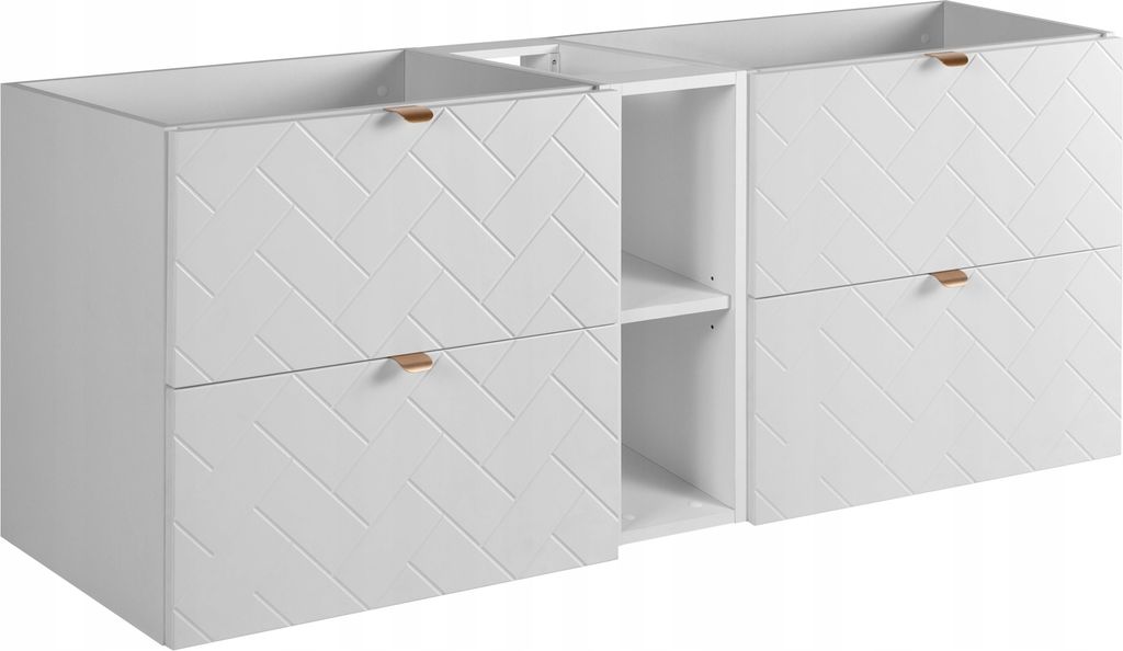 RODAN | Waschbeckunterschrank 140 cm - Weiß Matt - Badezimmerschränke - Badmöbel - Waschbecken Unterschränke - Ohne Platte - Weißes Bücherregal