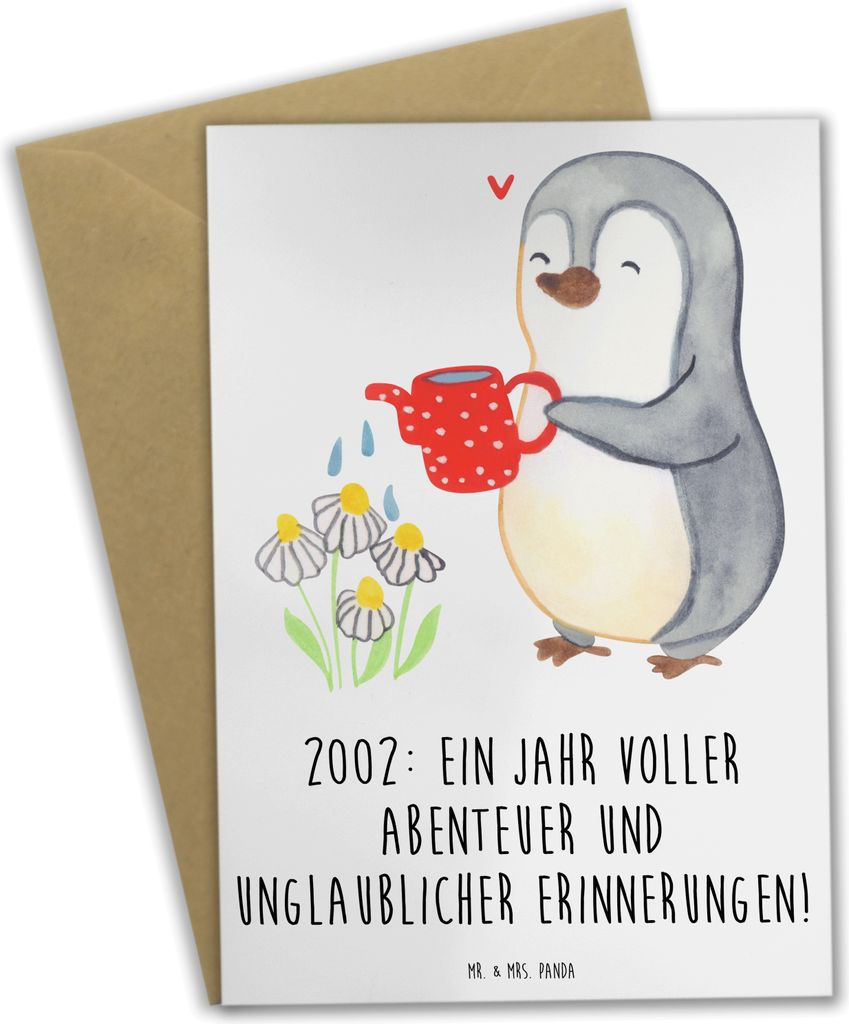 Mr. & Mrs. Panda Grußkarte 2002 Geburtstag Abenteuer - Weiß - Geschenk, Nostalgie, Geburtstagsgeschenk, feiern, Happy Birthday, weihnachtskarten,...
