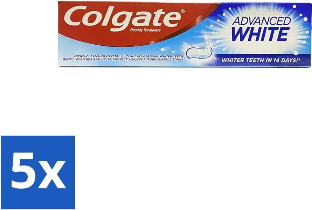 Colgate Advanced White 5 pezzi x 100ml - Dentifricio Sbiancante Risparmio