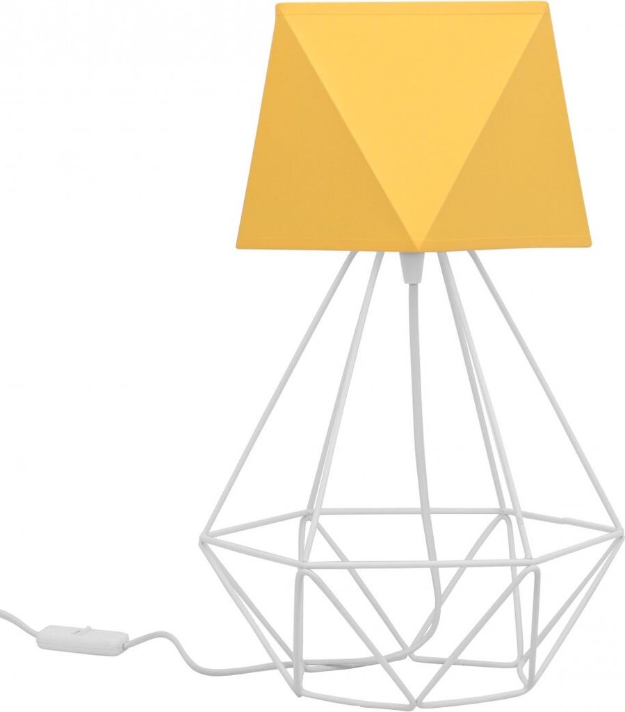 Slant Lampenschirm Tischlampe Modern - Elegante Nachttischlampe für Schlafzimmer Wohnzimmer - Tischleuchte E27 - 40x23,5 cm - Weiß und Gelb Diama...