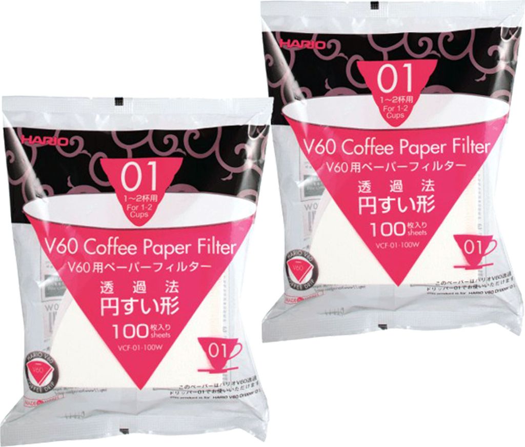 Hario V60 Papierfilter 01 | Filtertüten | Set 2 x 100 Filter | VCF-01-100W