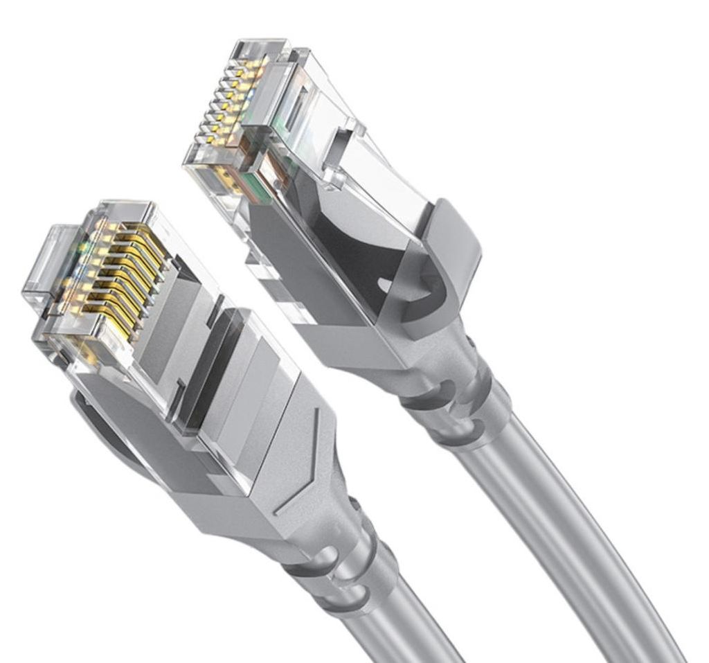 INF Gigabit Cat6 CCA Ethernetkabel 2er-Pack PVC RJ45 1.5-10m Heimnetzwerk Grau 3 m