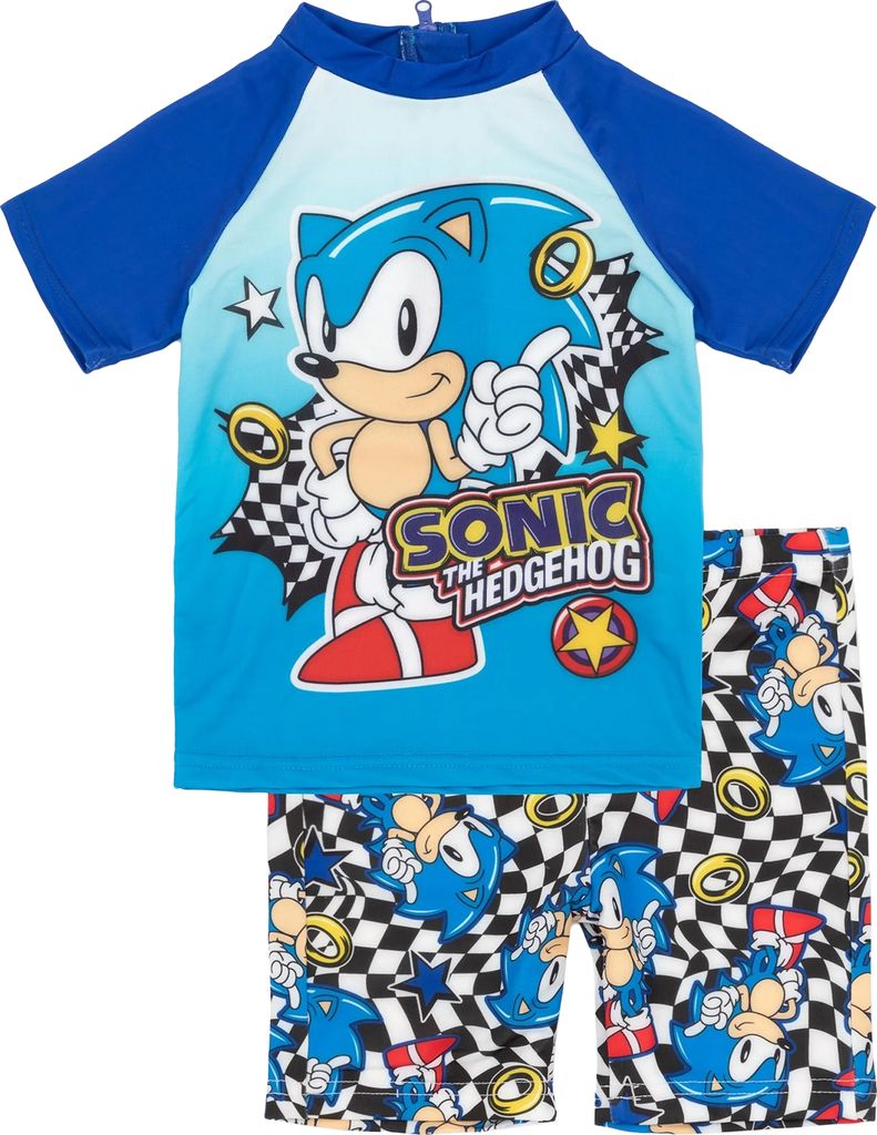 Sonic The Hedgehog - Zweiteiliger Badeanzug für Jungen NS7111 (104) (Blau/Schwarz)
