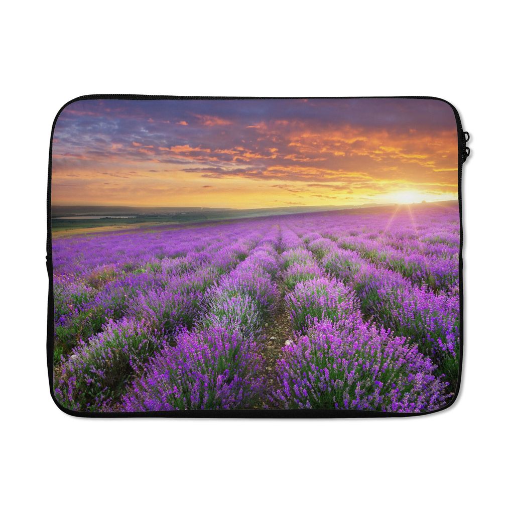MuchoWow Laptop Hülle 17 Zoll Laptoptasche Lavendel - Wolken - Frühling - Zipper - Schutzabdeckung