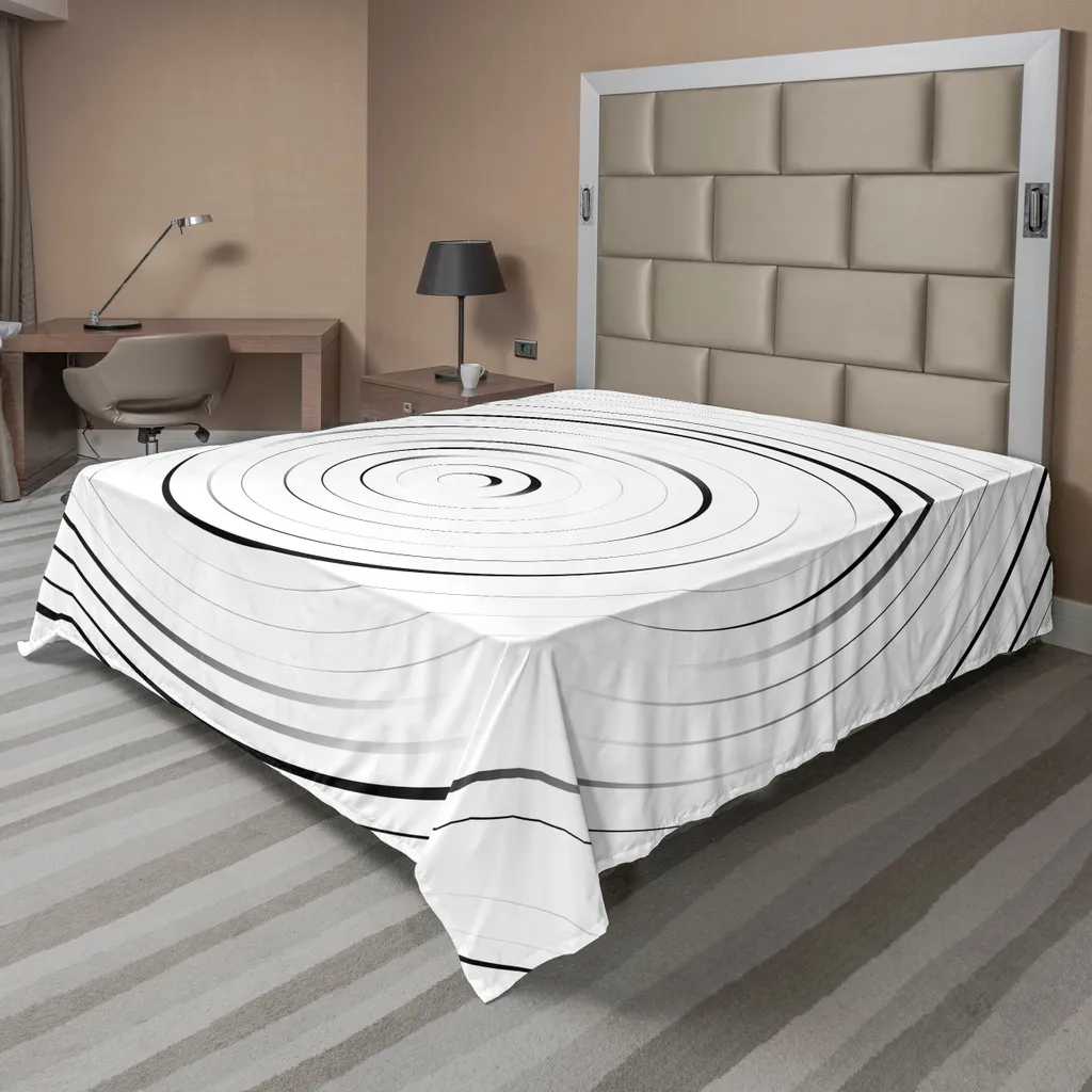 Drap de Lit Douceur Confortable Motif Anneau Spiralé Noir 260 x 228 cm