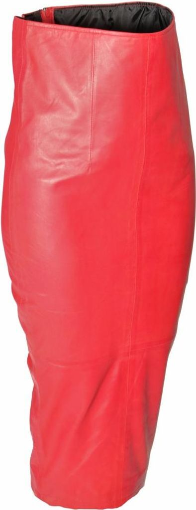 Lederrock als HUMPELROCK mit HOHER TAILLE in ECHTLEDER rot
