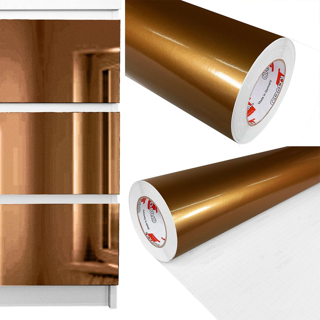 Möbelfolie selbstklebend 100x100 cm - Kupfer Hochglanz - Einfarbig Klebefolie für Möbel - Klebefolie Möbel für einfache Anwendung, ideal für ...