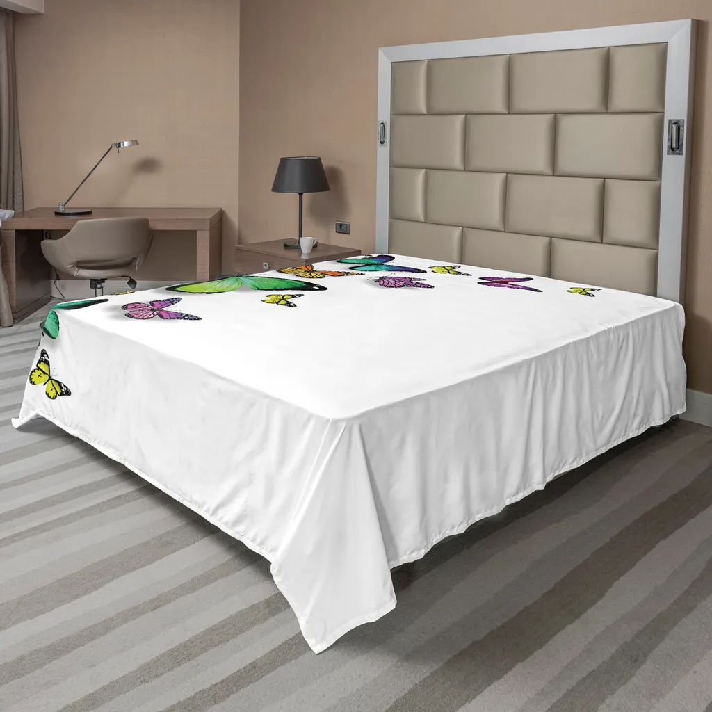ABAKUHAUS Drap Plat Papillon Multicolore en Microfibre 260 x 228 cm