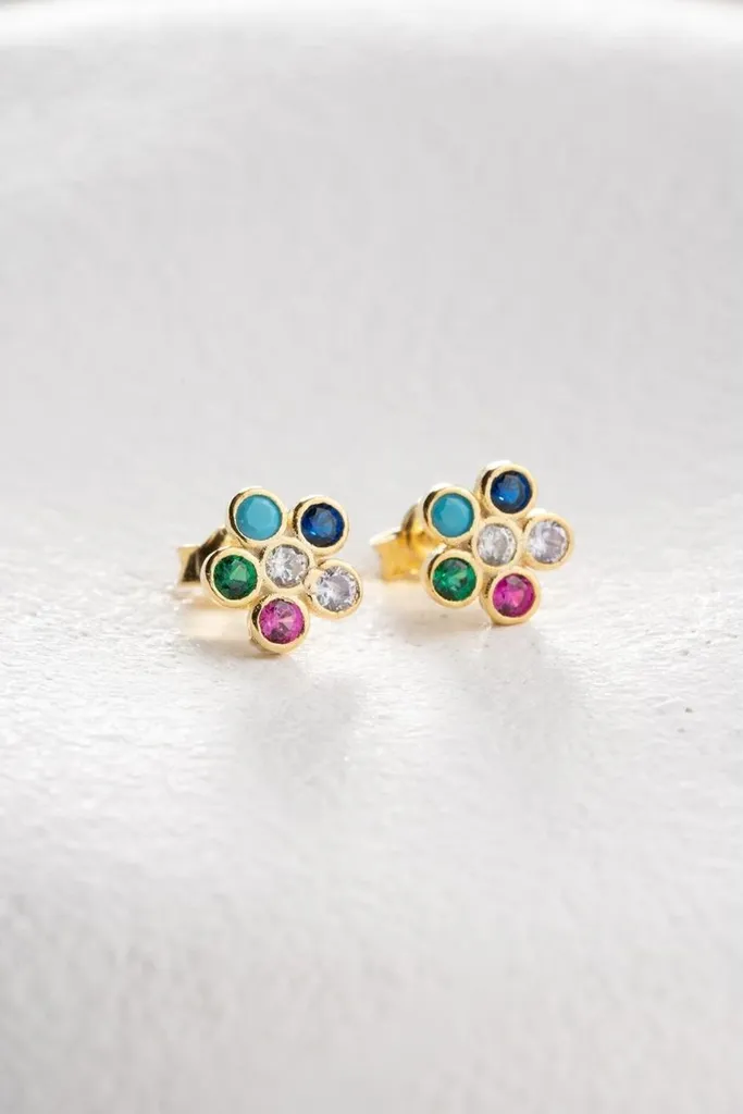 Petit cadeau bijou : boucles d'oreilles fleur argent 925 et couleurs