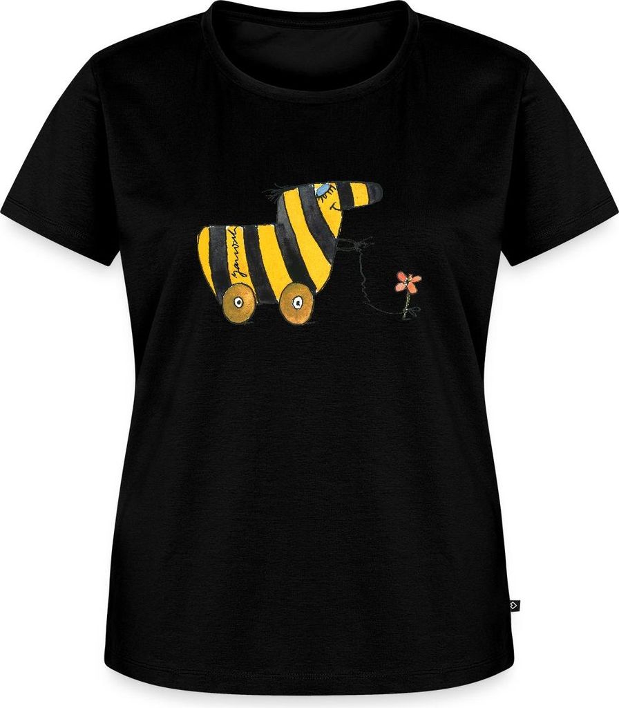 Spreadshirt Janosch Große Tigerente Mit Blume Frauen Premium T-Shirt, 3XL, Schwarz