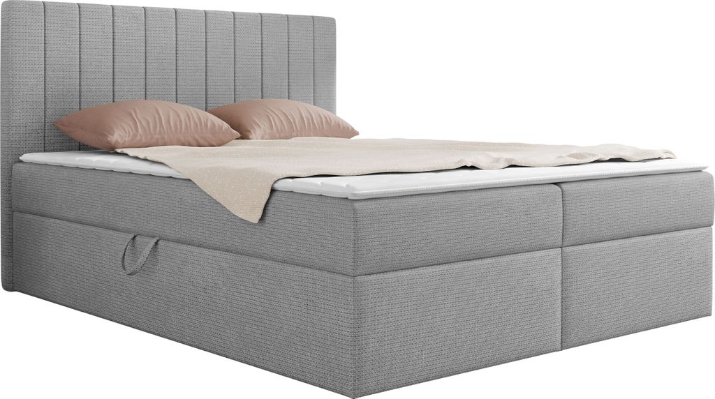 MIRJAN24 Boxspringbett mit zwei Bettkästen Everest, Doppelbett mit Topper, Härtegrad H3 (Farbe: Lima 14, Größe: 140x200 cm)