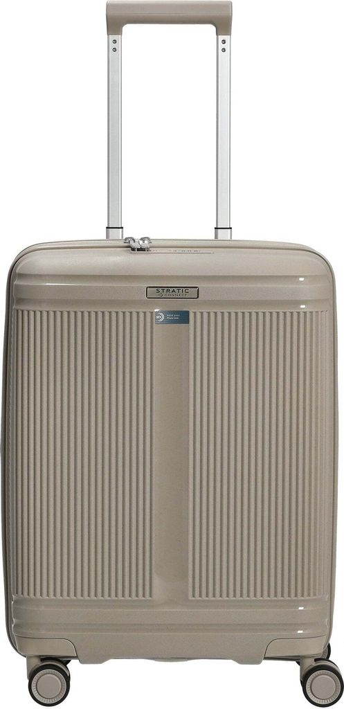 A studio shot of a carry-on suitcase.