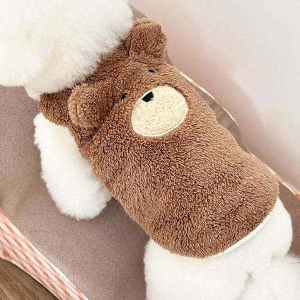 Wollene Winterjacke für kleine bis mittelgroße Hunde und Katzen - Wollene Teddybär Winterjacke für Welpen - Warme Kleidung für kalte Wetterlag...
