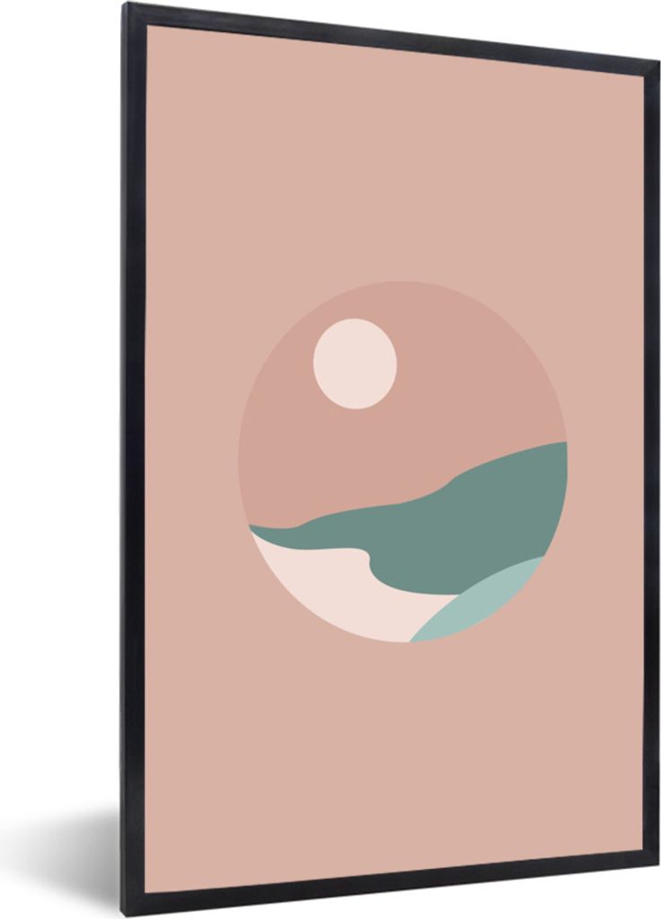 MuchoWow Gerahmtes Poster Sommer - Sonne - Strand - Rosa 20x30 cm - Poster mit Schwarzem Bilderrahmen Wandposter Rahmen Foto Bilder - Drucken - B...