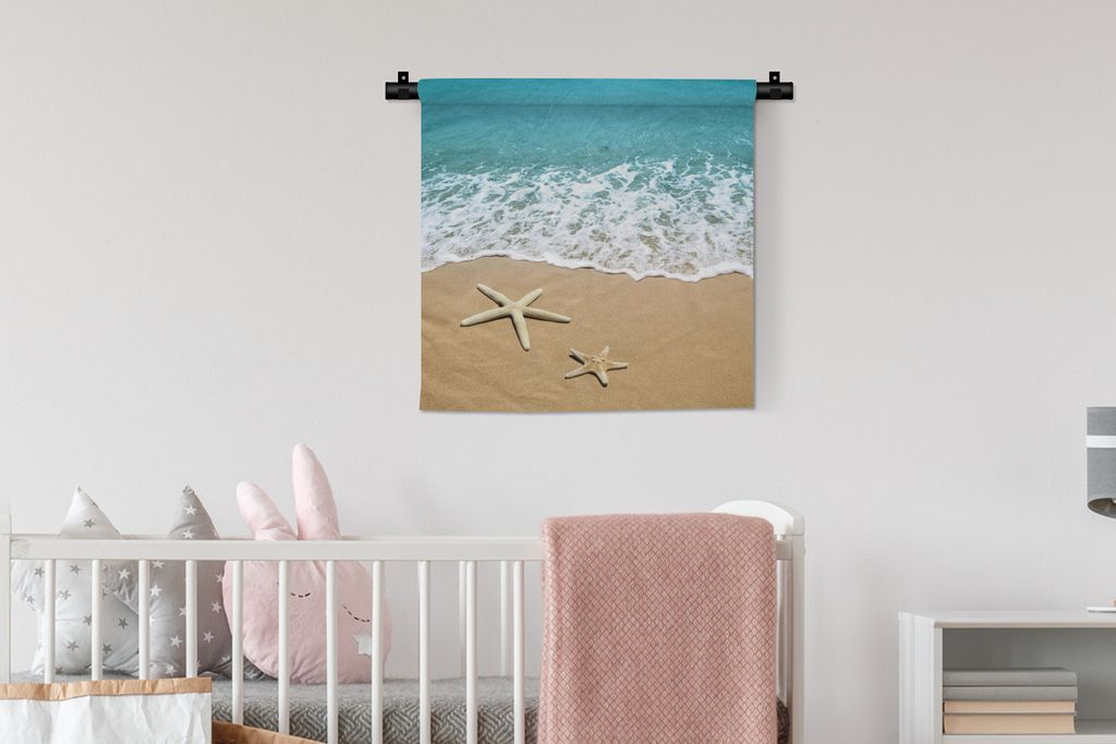 MuchoWow Wandteppich Wandbehang Meer - Strand - Seestern 60x60 cm Tapisserie Dekoration Wandtuch - Dekorationen - Wand Decke