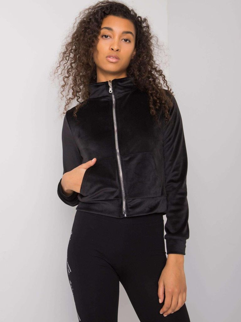 Rue Paris Sweatshirt mit Reißverschluss für Frauen Belare schwarz L/XL