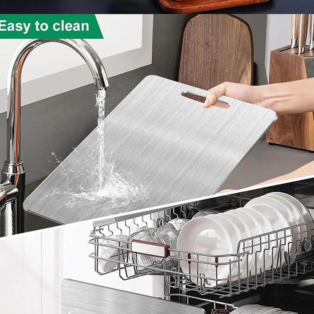 Tagliere grande in acciaio inox 304 resistente, bordo bordato