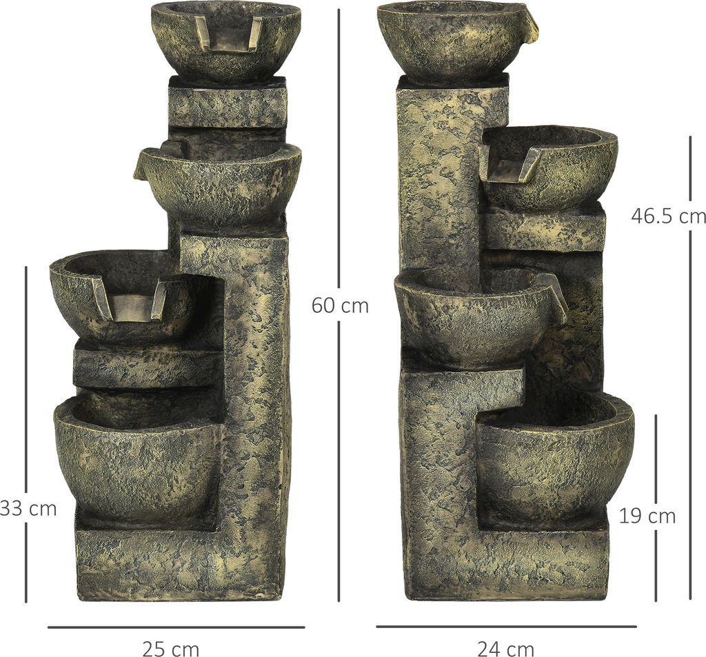 Outsunny Gartenbrunnen, Springbrunnen mit Einstellbarer Produktbild 3