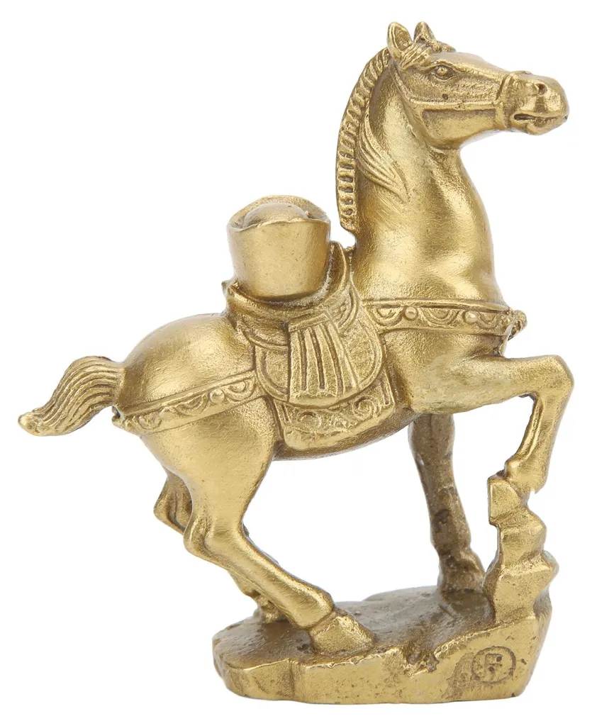 Sculpture de cheval debout en laiton vieilli - Objet déco pour buffet - 3